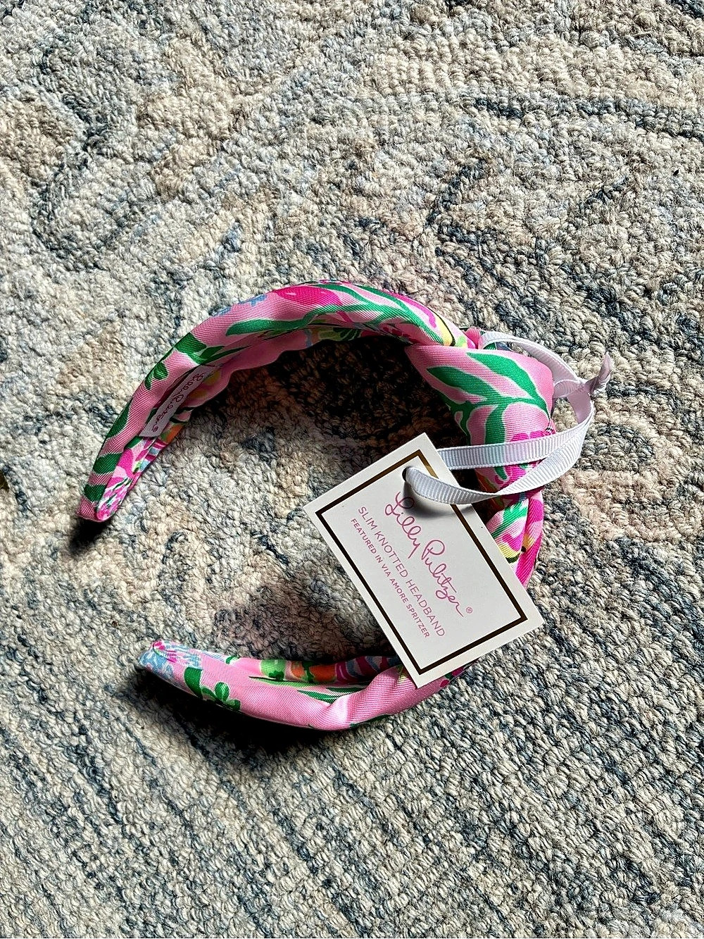 Lilly Pulitzer Slim Knotted Headband - Via Amore Spritzer Pink & Green